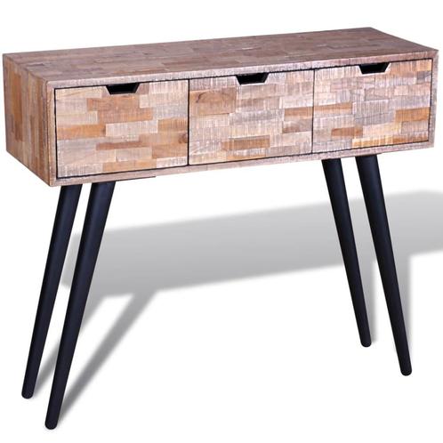 vidaXL Wandtafel met 3 lades gerecycled teakhout, Huis en Inrichting, Tafels | Bijzettafels, Nieuw, Verzenden