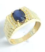 Ring - 14 karaat Geel goud Saffier - Diamant, Sieraden, Tassen en Uiterlijk, Ringen, Nieuw