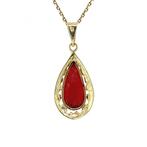 Gouden hanger met bloedkoraal 14 krt, Sieraden, Tassen en Uiterlijk, Ophalen of Verzenden, Nieuw