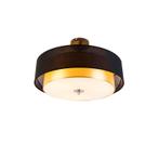 Moderne plafondlamp zwart met goud 50 cm 3-lichts - Drum Duo, Nieuw, Overige materialen, Modern