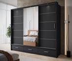 Meubella | Kledingkast 250cm zwart Garderobekast Met spiegel, Nieuw, 200 cm of meer, Modern, 50 tot 75 cm