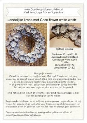 DIY Werkbeschrijving Krans coco flower, Huis en Inrichting, Woonaccessoires | Kunstplanten en Kunstbloemen, Nieuw, Ophalen of Verzenden