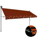 vidaXL Luifel handmatig uitschuifbaar met LED 400 cm oranje, Verzenden, Nieuw