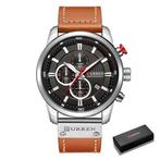 Luxe Horloge voor Heren met Leren Band - Kwarts Sport, Verzenden, Nieuw, Curren