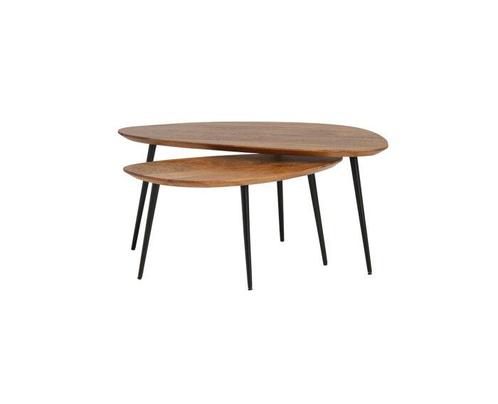 Salontafel set Flare - Bruin | Mangohout, Huis en Inrichting, Tafels | Salontafels, Nieuw, Ophalen of Verzenden