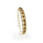 Vintage gouden slavenarmband met granaat; Maat M, Gebruikt, Overige kleuren, Ophalen of Verzenden, Met edelsteen