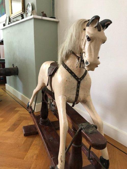Hobbelpaard - First Half 20th Century Painted Wooden Rocking, Antiek en Kunst, Antiek | Speelgoed