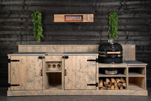 Steigerhouten Buitenkeuken met kamado BBQ, maatwerk mogelijk, Tuin en Terras, Buitenkeukens, Nieuw, Ophalen of Verzenden