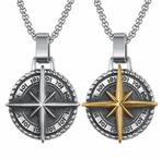 Lange heren ketting Gothic Pentagram rond zilverkleurig, Sieraden, Tassen en Uiterlijk, Kettingen, Verzenden, Nieuw, Zilver, Overige materialen
