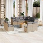 vidaXL 12-delige Loungeset met kussens poly rattan beige, Verzenden, Nieuw, Rotan, Loungeset