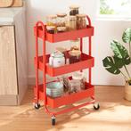 Keukentrolley Pyhäntä met 3 manden 78,5x46x35 cm rood [en.ca, Verzenden, Nieuw