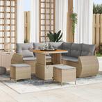 vidaXL Tuin Sofa Set met kussen 8 pcs Beige en Licht Grijs, Verzenden, Nieuw, Rotan