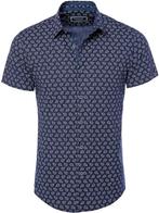 Blauw Overhemd Bloemenprint Korte Mouw Heren Carisma 9133, Verzenden, Nieuw, Blauw