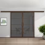 Dubbele stalen schuifdeur met koofsysteem 4 Vlaks Brons Rook, Doe-het-zelf en Verbouw, Kozijnen en Schuifpuien, Nieuw, Metaal