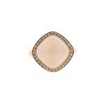 18 Krt. gouden ring gezet met rozenkwarts en diamant | 0,..., Sieraden, Tassen en Uiterlijk, Ringen, Gebruikt, Overige kleuren