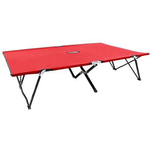 vidaXL Ligbed 2-persoons inklapbaar staal rood, Tuin en Terras, Ligbedden, Nieuw, Verzenden