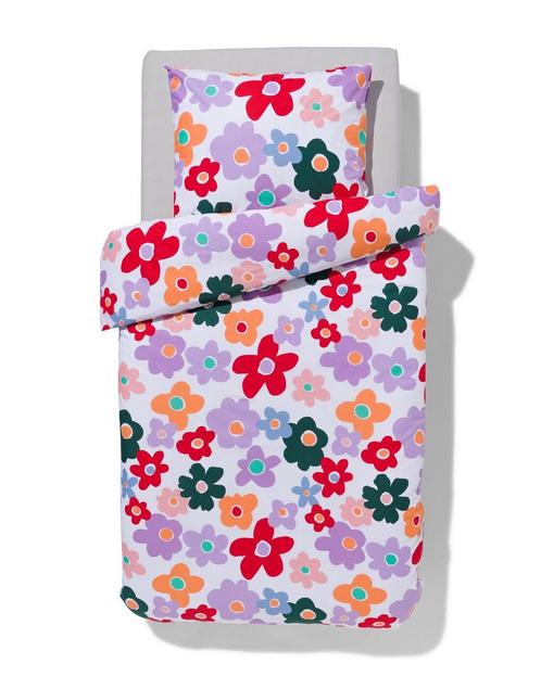 HEMA Kinder dekbedovertrek zacht katoen 140x200 bloemen, Huis en Inrichting, Slaapkamer | Beddengoed, Nieuw, Verzenden