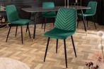 Design stoel AMAZONAS fluweelgroen met decoratieve stiksels, Nieuw, Ophalen of Verzenden