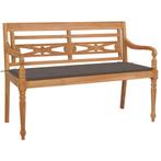 vidaXL Bank Batavia met taupe kussen 120 cm massief teakhout, Tuin en Terras, Verzenden, Nieuw, Teakhout