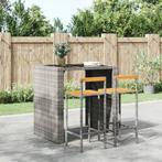 vidaXL Barkrukken 2 st poly rattan en massief acaciahout, Huis en Inrichting, Barkrukken, Verzenden, Nieuw