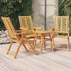 vidaXL Tuinstoelen 3 st verstelbaar massief acaciahout, Tuin en Terras, Tuinstoelen, Verzenden, Nieuw, Hout