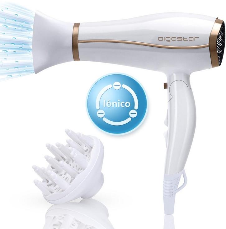 Fohn - Haardroger - Inklapbare Föhn - 2200W - Wit - Aigostar, Sieraden, Tassen en Uiterlijk, Uiterlijk | Haarverzorging, Zo goed als nieuw