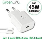 GroenLinQ 45W USB-C Snellader + 1m USB-C  USB-C Kabel, Ophalen of Verzenden, Nieuw, Apple iPhone