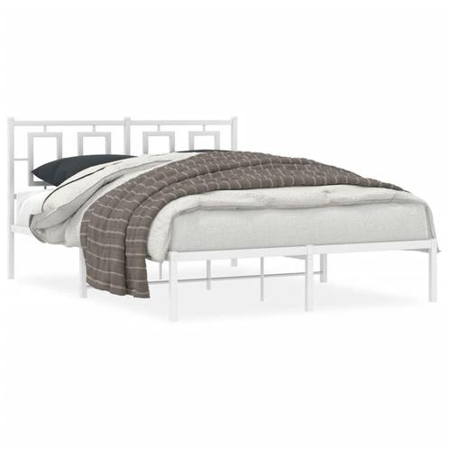 Bedframe met Hoofdbord Metaal Wit 140x190 - Comfort | Ret..., Huis en Inrichting, Slaapkamer | Bedden, 140 cm, 190 cm of minder