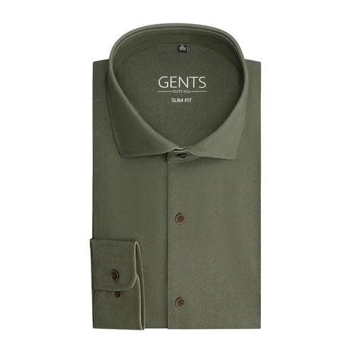 GENTS - Uni groen 4-way stretch - L 41/42, Kleding | Heren, Overhemden, Verzenden