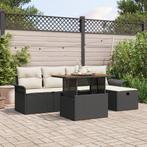vidaXL 6-delige tuinbankset met kussen zwart poly rattan, Verzenden, Nieuw, Rotan