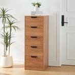 Commode Varkaus ladekast mdf met 5 lades 108x40x40 cm eikenk, Verzenden, Nieuw