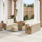 vidaXL Tuin Sofa Set met kussen met opslag Beige Poly riet, Verzenden, Nieuw, Rotan