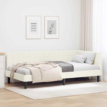 vidaXL Hoekbedframe met hoofdeinde Crème 100 x 200 cm beschikbaar voor biedingen