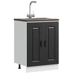 vidaXL Spoelbakonderkast Kalmar 60x46x81,5 cm bewerkt hout, Huis en Inrichting, Keuken | Keukenelementen, Verzenden, Nieuw, Zwart