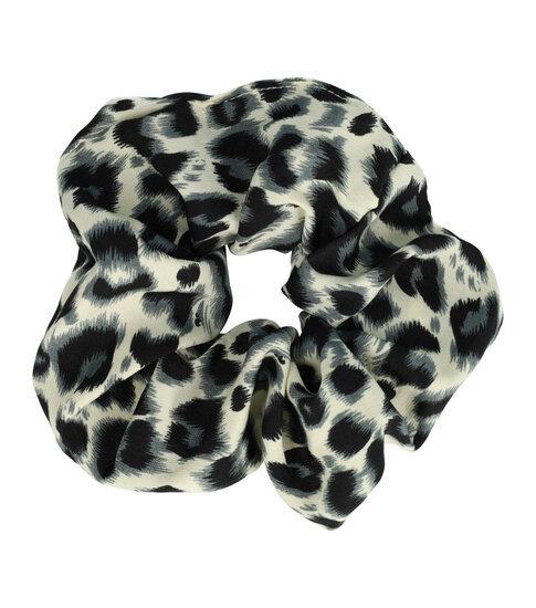 Scrunchie Haarelastiek Panter Print 12cm Zwart Wit Grijs, Sieraden, Tassen en Uiterlijk, Uiterlijk | Haarverzorging