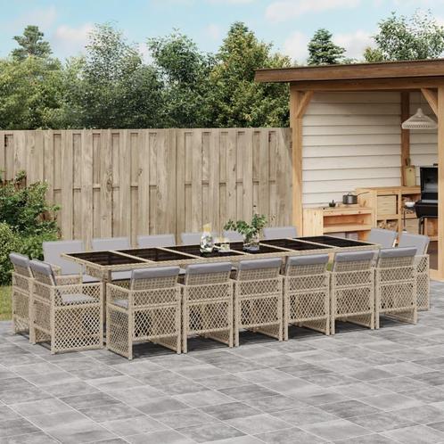vidaXL 17-delige Tuinset met kussens poly rattan gemengd, Tuin en Terras, Tuinsets en Loungesets, Tuinset, Nieuw, 6 zitplaatsen