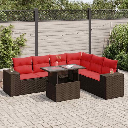 vidaXL 14-delige Loungeset met kussens poly rattan acacia, Tuin en Terras, Tuinsets en Loungesets, Loungeset, Nieuw, Rotan, Verzenden
