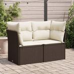 vidaXL Tuinbank 2-zits met kussens poly rattan bruin, Verzenden, Nieuw, Rotan