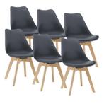 Eetkamerstoel Dubrovnik set van 6 kunstleer en beuken grijs, Huis en Inrichting, Stoelen, Verzenden, Nieuw
