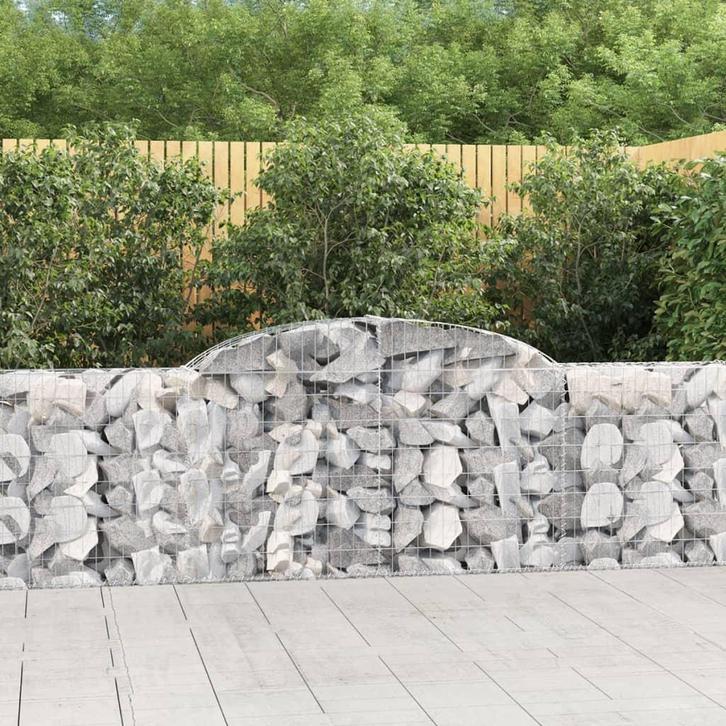 vidaXL Schanskorven 6 st gewelfd 300x30x80/100 cm, Tuin en Terras, Bloembakken en Plantenbakken, 100 cm of meer, Nieuw, Metaal