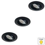 Set van 3 inbouwspots Lucca mini zwart + LED spots GU11, Huis en Inrichting, Lampen | Spots, Verzenden, Nieuw