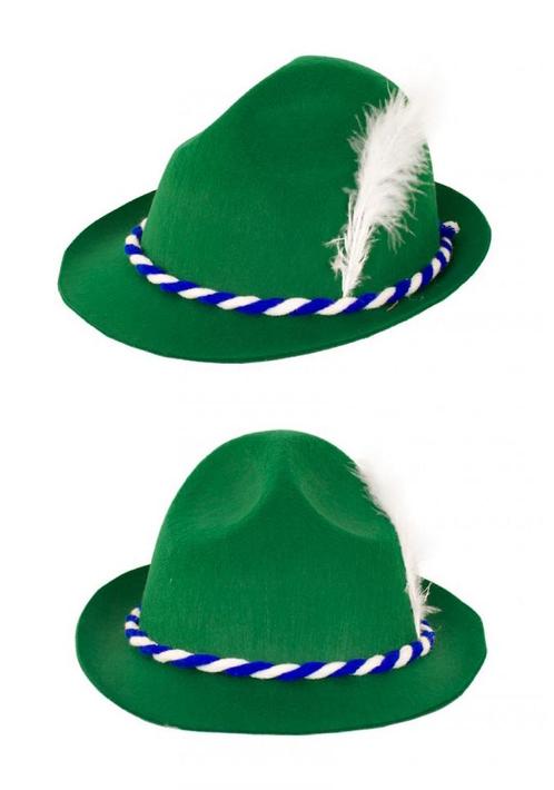 Tiroler Hoed Groen Jagershoedje Oktoberfest Hoedje Tirol Bie, Hobby en Vrije tijd, Feestartikelen, Carnaval, Feestartikel, Nieuw