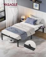 Enkel bedframe - 90 x 200 cm - metaal - zwart - met bodem -, Verzenden, Nieuw