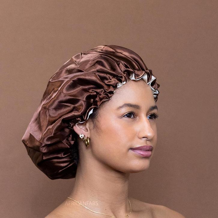 Chocoladebruin Satijnen Slaapmuts / Haar bonnet van Satijn /, Sieraden, Tassen en Uiterlijk, Uiterlijk | Haarverzorging, Nieuw