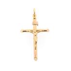Gouden hanger van een kruis met corpus | INRI (religieus), Ophalen of Verzenden, Gebruikt, Goud, Overige merken