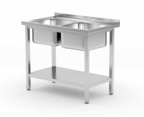 Spoeltafel | Dubbele spoelbak | Onderschap | RVS | Verste..., Zakelijke goederen, Horeca | Meubilair en Inrichting, Verzenden