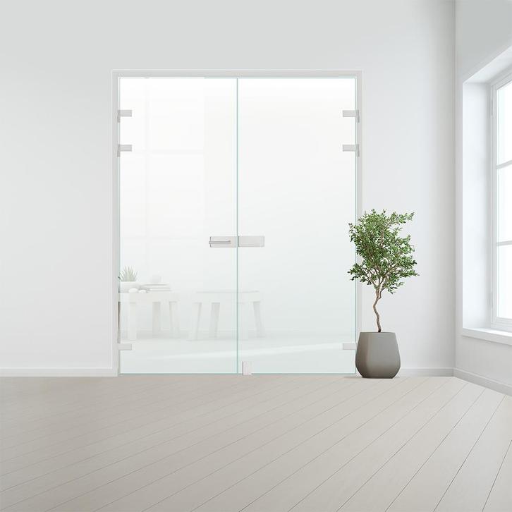 Glazen dubbele binnendeur XL voor opdek kozijn aluminium bes, Doe-het-zelf en Verbouw, Glas en Ramen, Nieuw, Ophalen of Verzenden