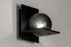Rietveld Wandlampen - Zwart, Grijs - Glas, Metaal, Huis en Inrichting, Lampen | Wandlampen, Verzenden, Nieuw