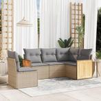vidaXL 5-delige Loungeset met kussens poly rattan beige, Verzenden, Nieuw, Rotan, Loungeset