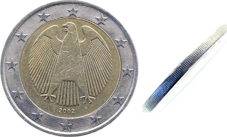 Duitsland Fehlpraegung 2 Euro 2002 F ohne Randinschrift!7..., Postzegels en Munten, Munten | Europa | Niet-Euromunten, Verzenden
